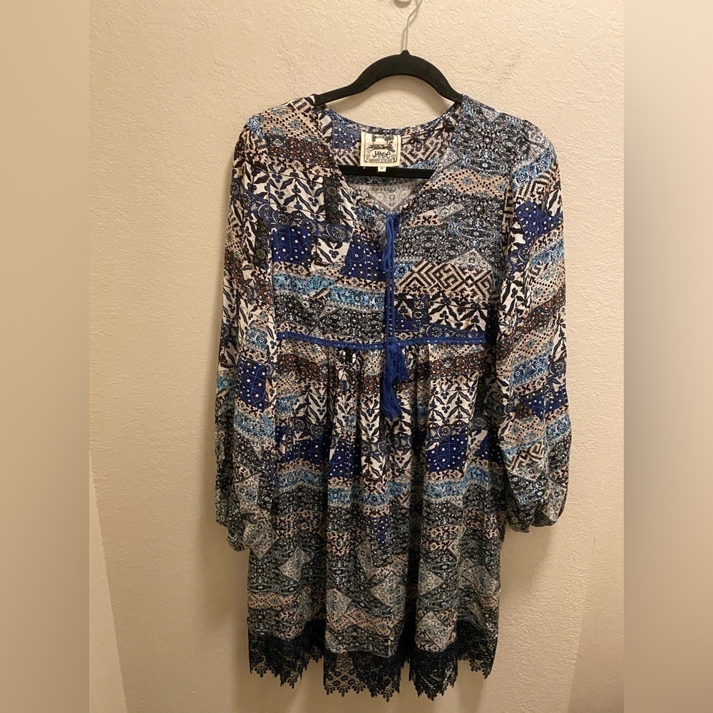 Anthropologie Jaase Boho Hippie Printed Babydoll Mini Dress